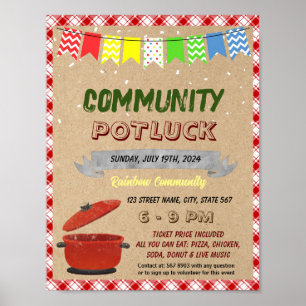 Póster plantilla de evento de potluck comunitaria