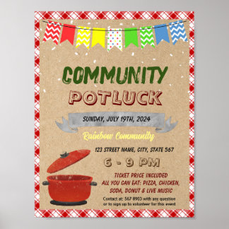 Póster plantilla de evento de potluck comunitaria