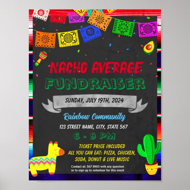 Póster Plantilla de evento Fiesta Fundraiser (Frente)