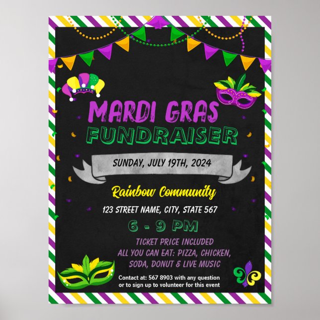 Póster Plantilla de evento Mardi Gras (Frente)