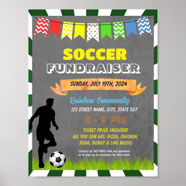 Póster Plantilla de evento Soccer Fundraiser (Frente)