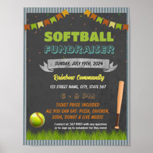 Póster Plantilla de evento Softball Fundraiser