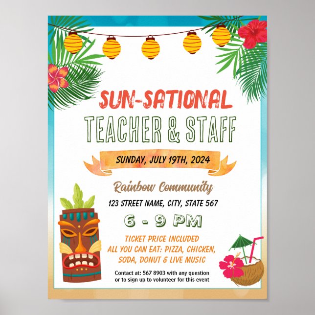 Póster Plantilla de evento Tropical Sunsacional (Frente)