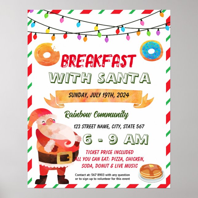 Póster Plantilla de eventos de Desayuno con Santa School (Frente)
