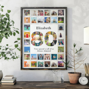 Póster Plantilla de foto para cumpleaños 80