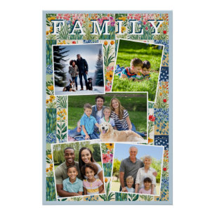 Póster Plantilla de galería de fotos familiares con estam