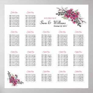 Póster Plantilla de gráfico de asientos de boda