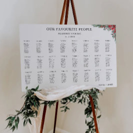 Póster Plantilla de gráfico de asientos de Boda de navida