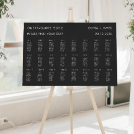 Póster Plantilla de gráfico de asientos de Boda negro