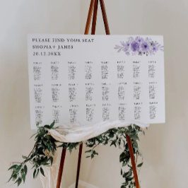 Póster Plantilla de gráfico de asientos de Boda púrpura