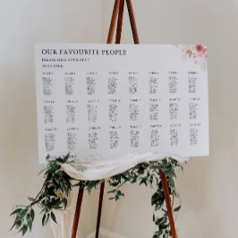 Póster Plantilla de gráfico de asientos para Bodas de flo