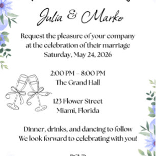 Póster Plantilla de Invitación de Boda Floral Romántica