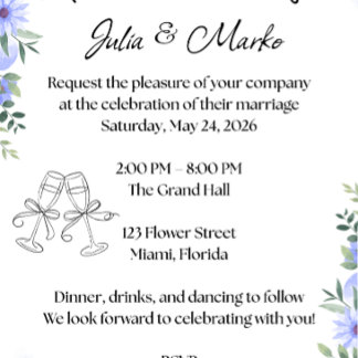 Póster Plantilla de Invitación de Boda Floral Romántica