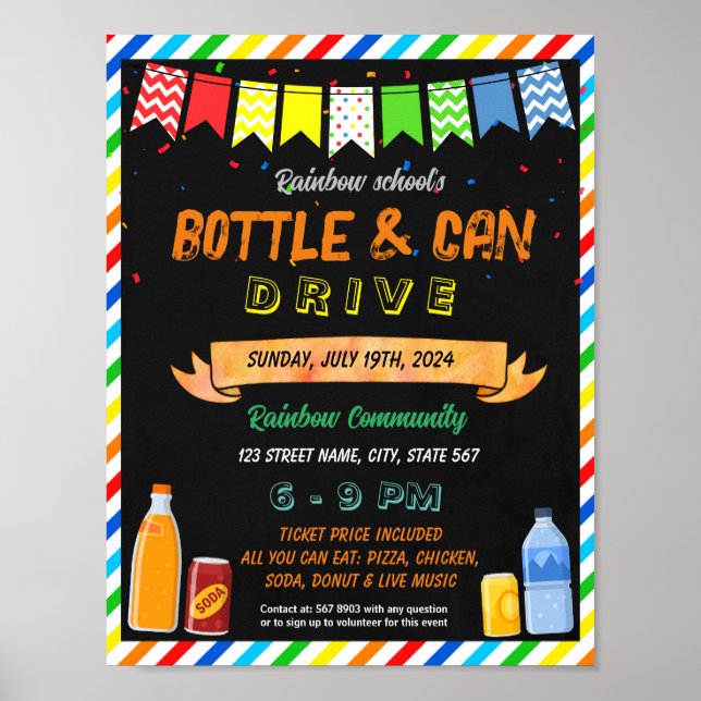 Póster Plantilla de la escuela Bottle and Can Fundraising (Frente)