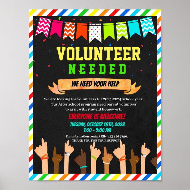 Póster Plantilla de la Escuela de Contratación de Volunta (Frente)