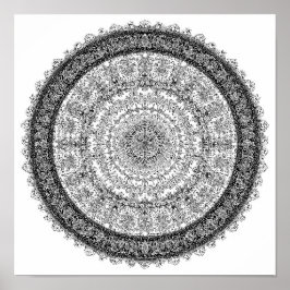 Póster Plantilla de Mandala de Óxido Fractal de Belleza T