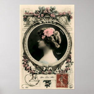 Póster Plantilla de marco de foto Art Nouveau vintage "Nu
