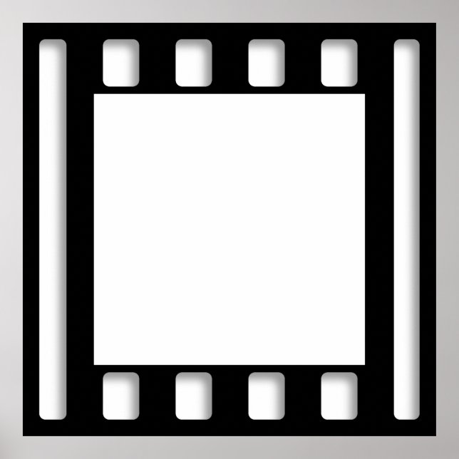 Póster Plantilla de marco de película de cine en blanco y (Frente)