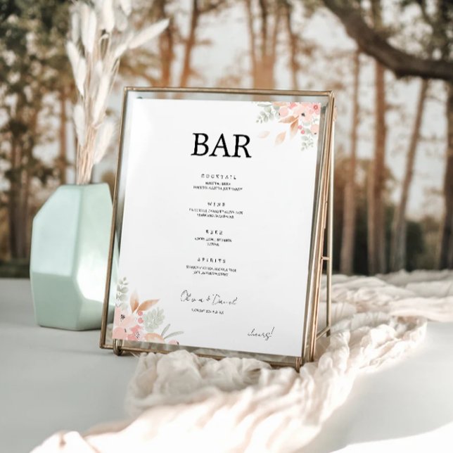 Póster Plantilla de menú Barra de Boda de flores silvestr (Subido por el creador)