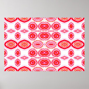 Póster Plantilla de moda contemporánea. Folklore rojo Boh