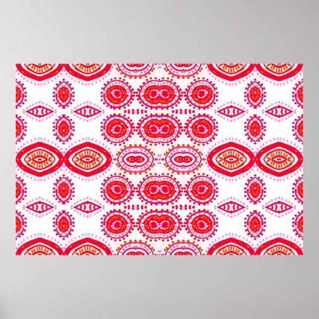 Póster Plantilla de moda contemporánea. Folklore rojo Boh (Frente)