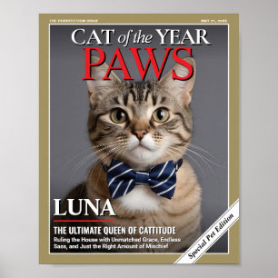Póster Plantilla de Portada de Revista de Gato Personaliz