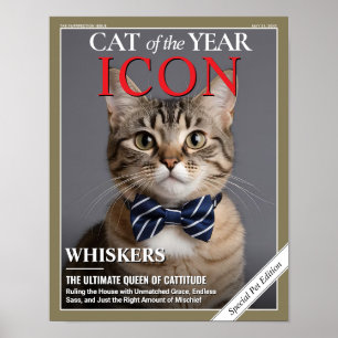 Póster Plantilla de Portada de Revista de Gato Personaliz