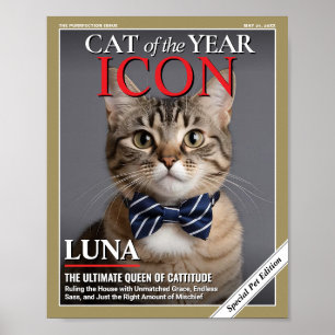 Póster Plantilla de Portada de Revista de Gato Personaliz