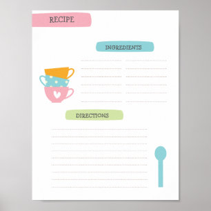 Póster Plantilla de Receta A4 (Descarga Instantánea)