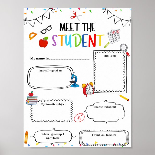 Póster Plantilla de reunión editable para estudiantes (Frente)