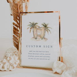 Póster Plantilla de Rótulo Baby Shower de Surf costero ed