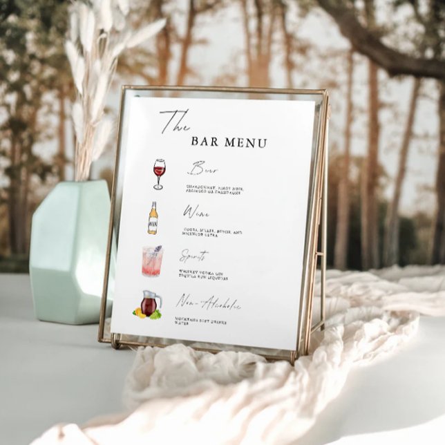 Póster Plantilla de Rótulo de menú de barra minimalista (Minimalist Bar Menu Sign Template)
