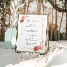 Póster Plantilla de Rótulo del menú Barra Boda Rosa