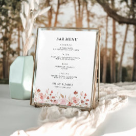 Póster Plantilla de Rótulo del menú Barra Boda Rosa