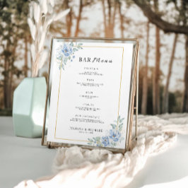 Póster Plantilla de Rótulo del menú Barra de Boda azul