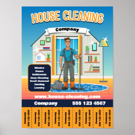 Póster Plantilla de servicio de limpieza de casas