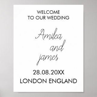 Póster Plantilla de signo de bienvenida Boda clásico, ele