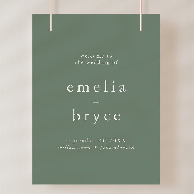 Póster Plantilla de signo de bienvenida de Boda de la nat (EMELIA Rustic Nature Wedding Welcome Sign Template)