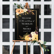 Plantilla de signo de bienvenida de Boda floral
