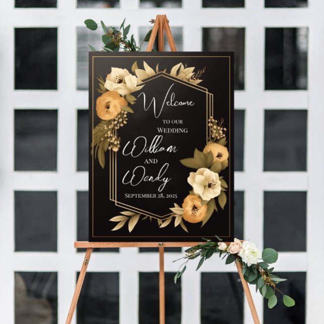 Póster Plantilla de signo de bienvenida de Boda floral (Subido por el creador)