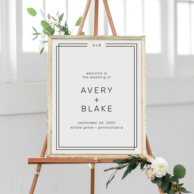 Póster Plantilla de signo de bienvenida de Boda moderno A (AVERY Modern Wedding Welcome Sign Template)