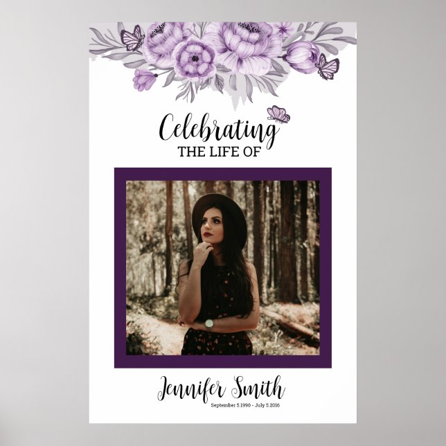 Póster Plantilla de signo de bienvenida de funeral floral (Frente)