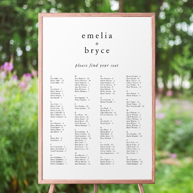 Póster Plantilla de tabla de asientos Boda única de EMELI (EMELIA Boho Unique Wedding Seating Chart Template)