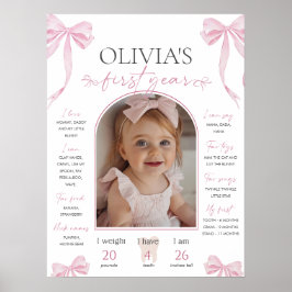 Póster Plantilla de tablero de hitos con lazo rosa, Coque