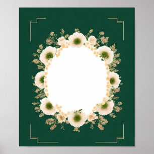 Póster Plantilla de tarjeta de invitación de boda en blan
