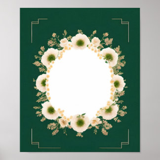 Póster Plantilla de tarjeta de invitación de boda en blan