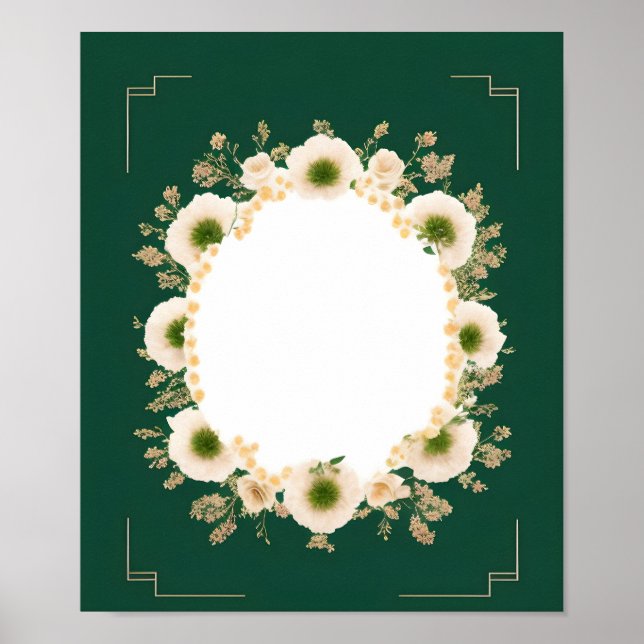 Póster Plantilla de tarjeta de invitación de boda en blan (Frente)