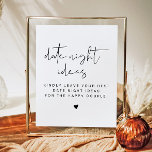 Póster Plantilla de tarjeta nocturna Minimalista moderna<br><div class="desc">Esta plantilla de juego de ducha de novias nocturna de fecha con un elegante tipo de letra caligráfica y un moderno diseño minimalista. Cambia fácilmente los colores y edita *most* frases para satisfacer las necesidades de tu ocasión. Este letrero es perfecto para su ducha de novia contemporánea, minimalista o bohemia...</div>