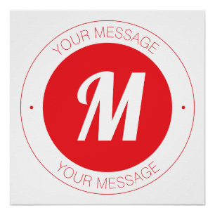Póster Plantilla de texto circular y monograma personaliz