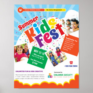 Póster Plantilla de viajero de campamento infantil